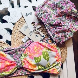 🫧☀️ MAAJI ☀️🫧 Puff Sleeve Floral Reversible Bikini Swim Top